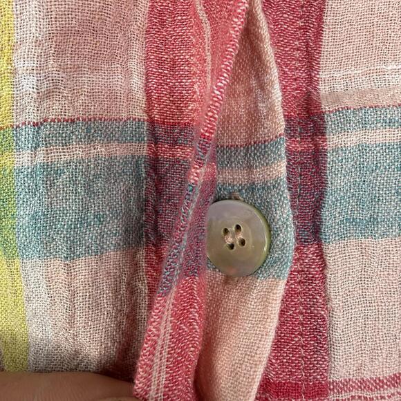 Soft Surroundings Red Pink Canopy Plaid 100% Linen Tunic Shirt Women's Size XL - Picture 11 of 12